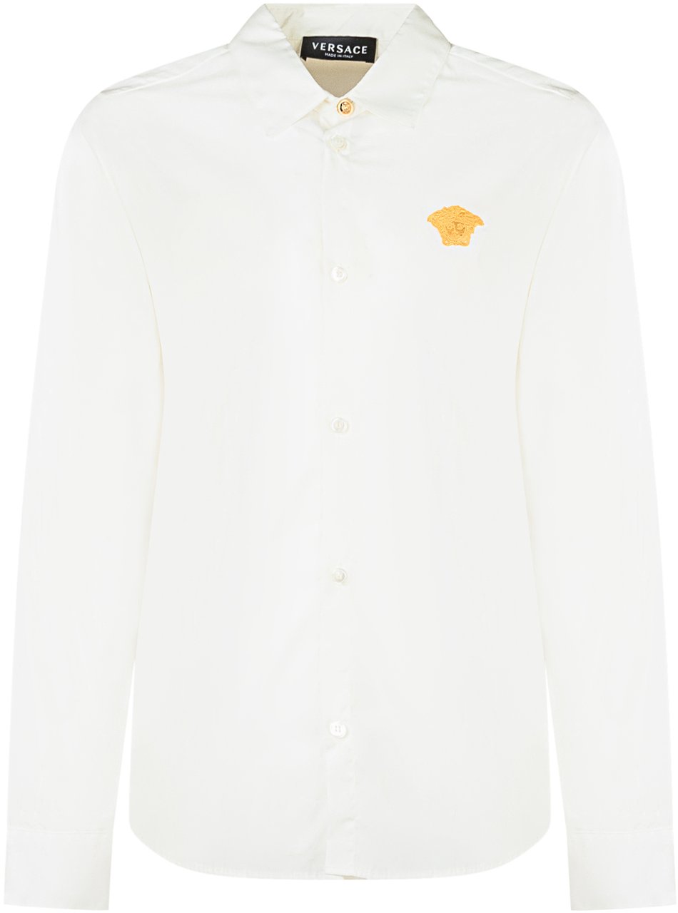 Versace Versace Kids Camicia Bianca con Logo Medusa Oro Wit