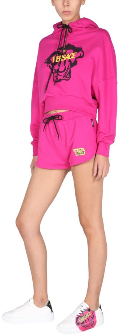 Versace Shorts With Greek Logo Patch Neutraal