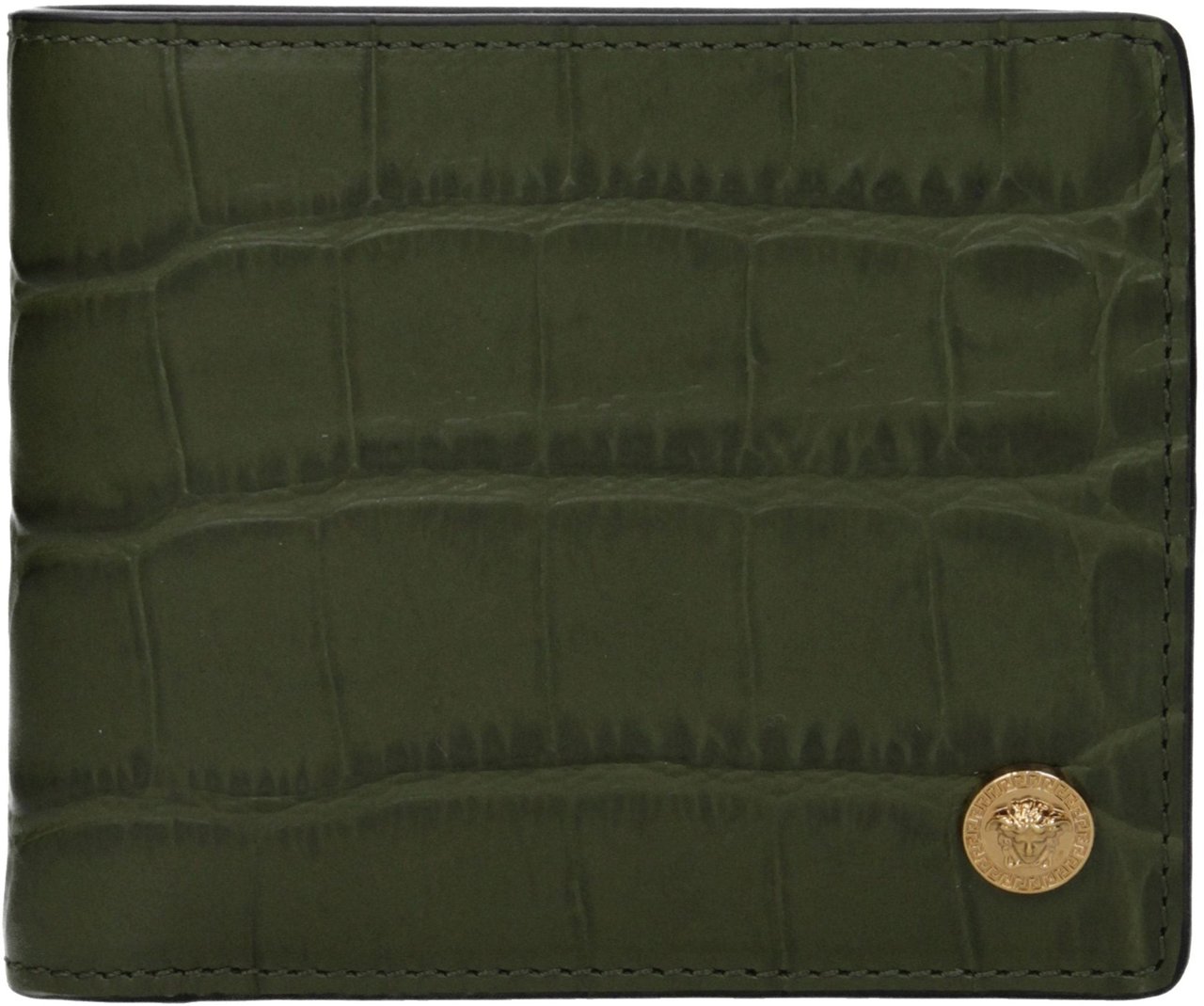Versace Versace Green Leather Wallet Groen
