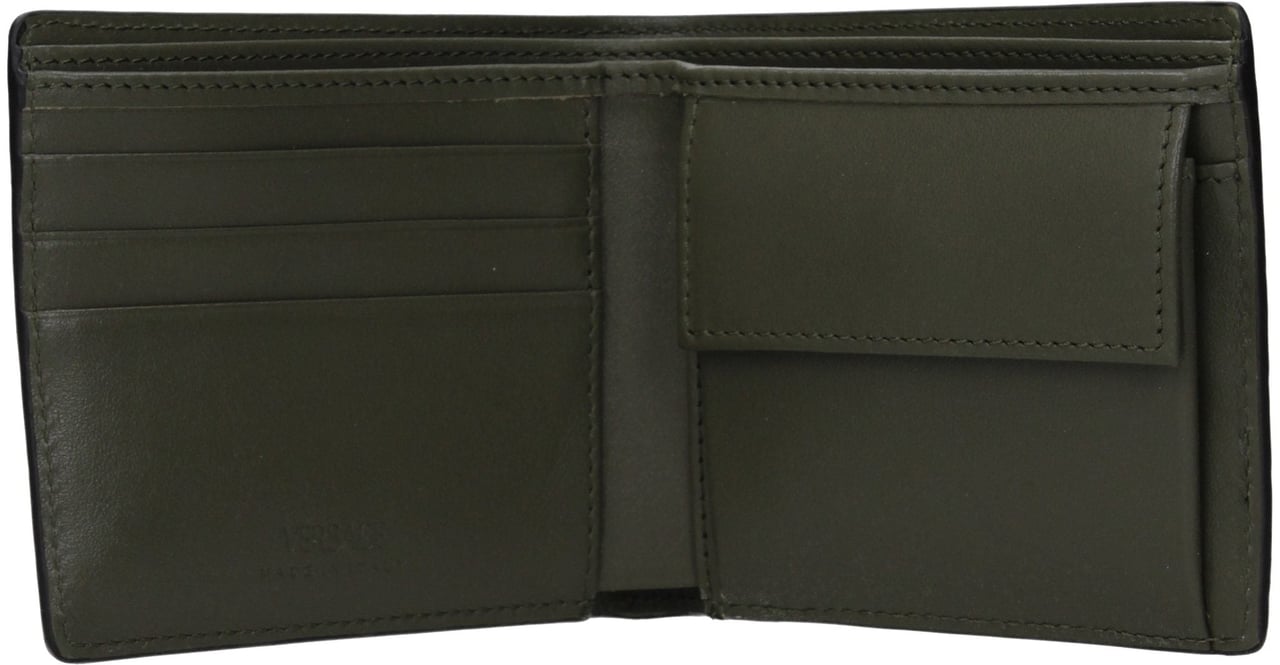 Versace Versace Green Leather Wallet Groen