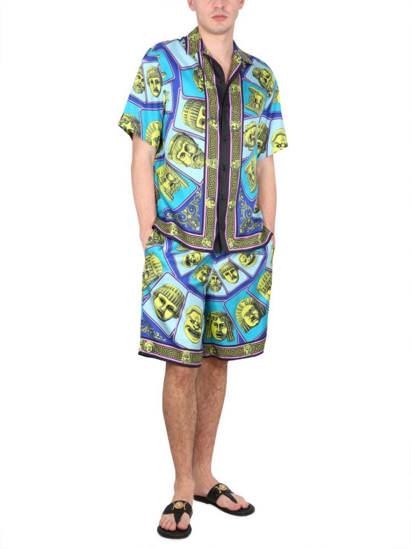 Versace Silk Shorts The Masks Groen