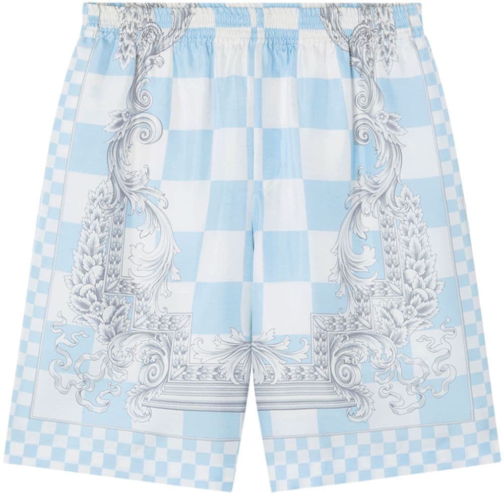 Versace Shorts Pastel Bluewhitesilver Blauw