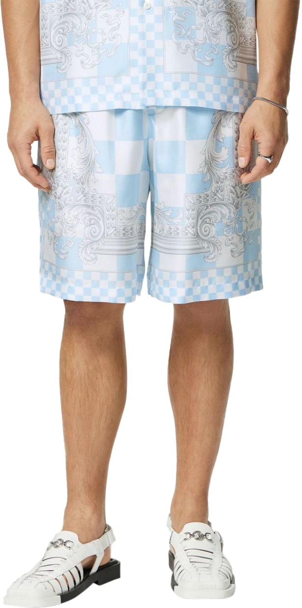 Versace Shorts Pastel Bluewhitesilver Blauw
