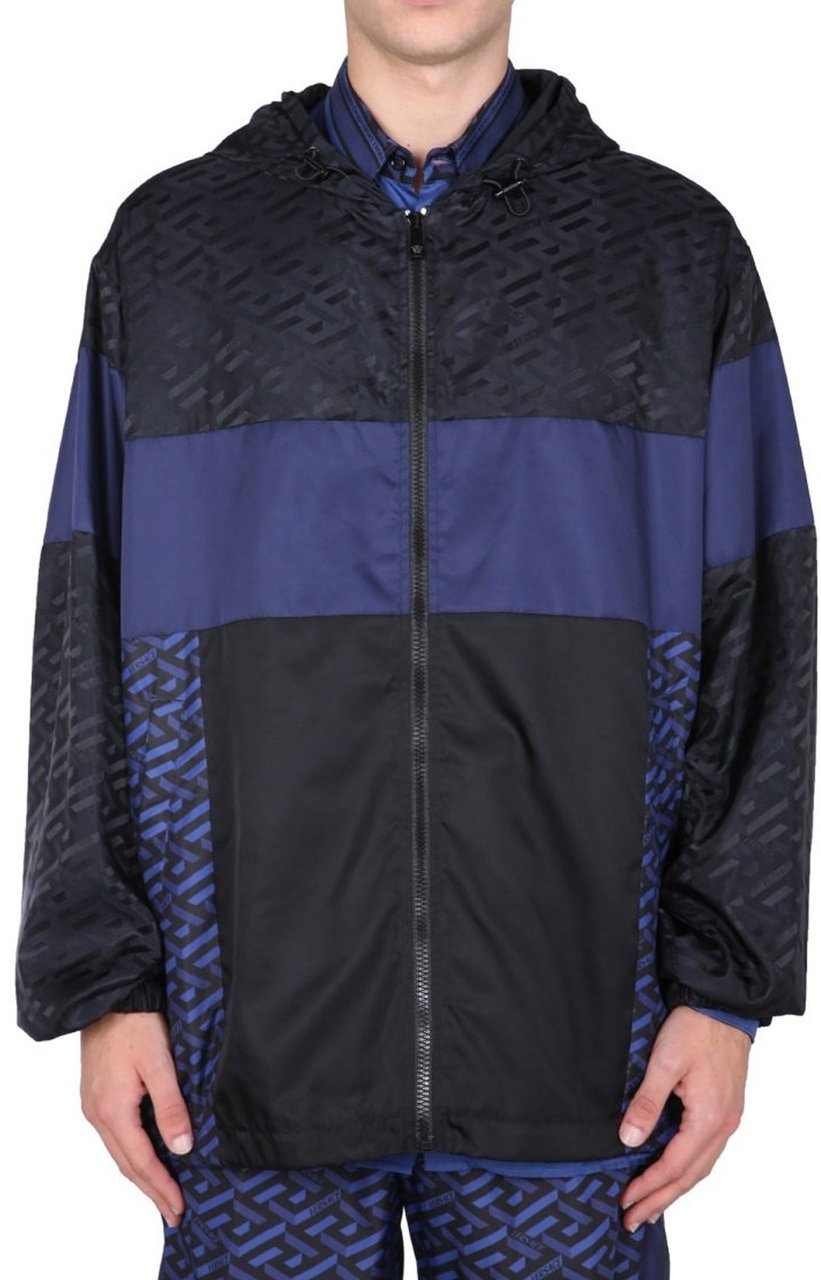Versace Versace Hooded Windbreaker Jacket Blauw