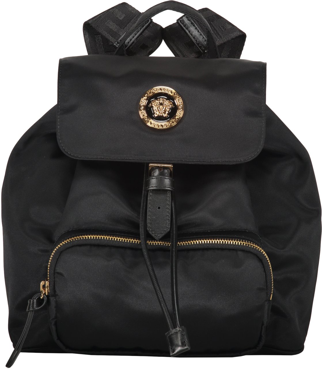 Versace Logo detail nylon backpack Zwart