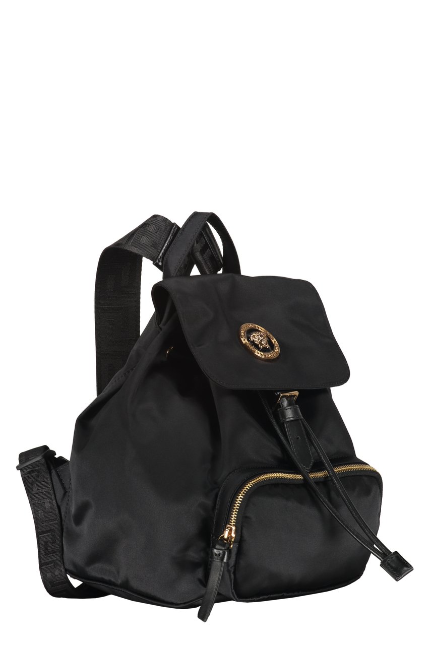 Versace Logo detail nylon backpack Zwart