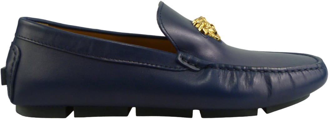Versace Mocassino driver la medusa navy Blauw