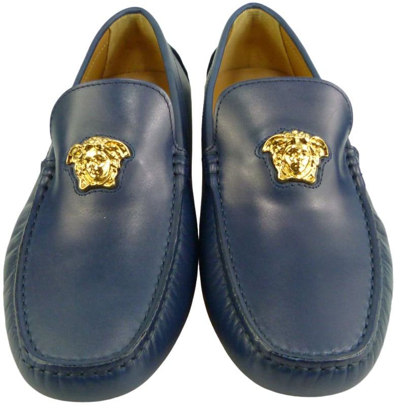 Versace Mocassino driver la medusa navy Blauw