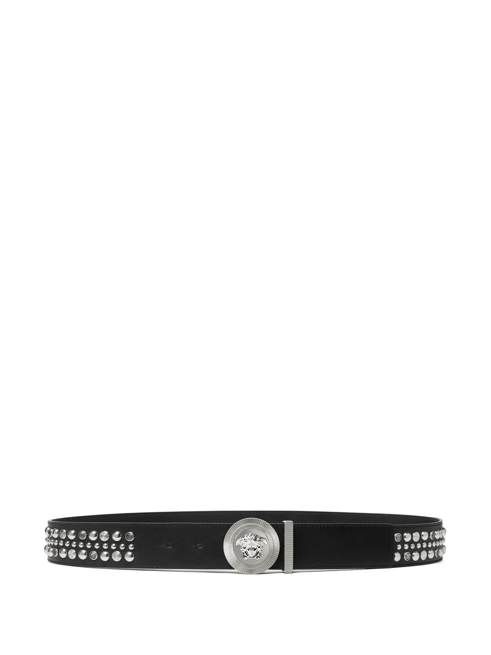 Versace Black Mix Borchie Studded Leather Belt Zwart