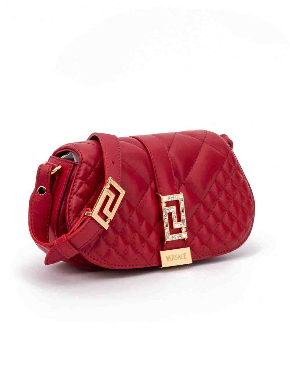 Versace Red Leather Quilted Shoulder Strap Bag Rood