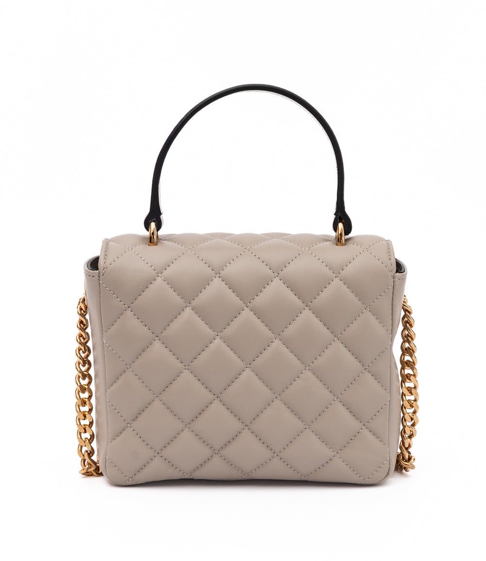 Versace Versace Taupe Quilted Leather Handbag Beige