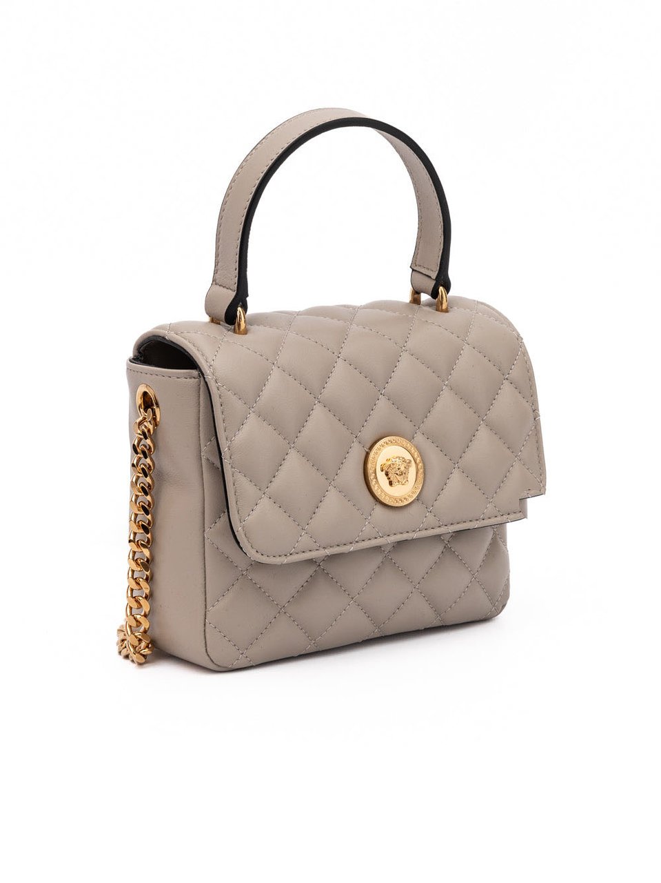 Versace Versace Taupe Quilted Leather Handbag Beige