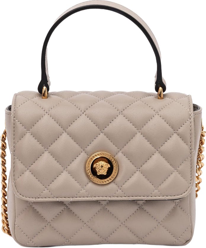 Versace Versace Taupe Quilted Leather Handbag Beige