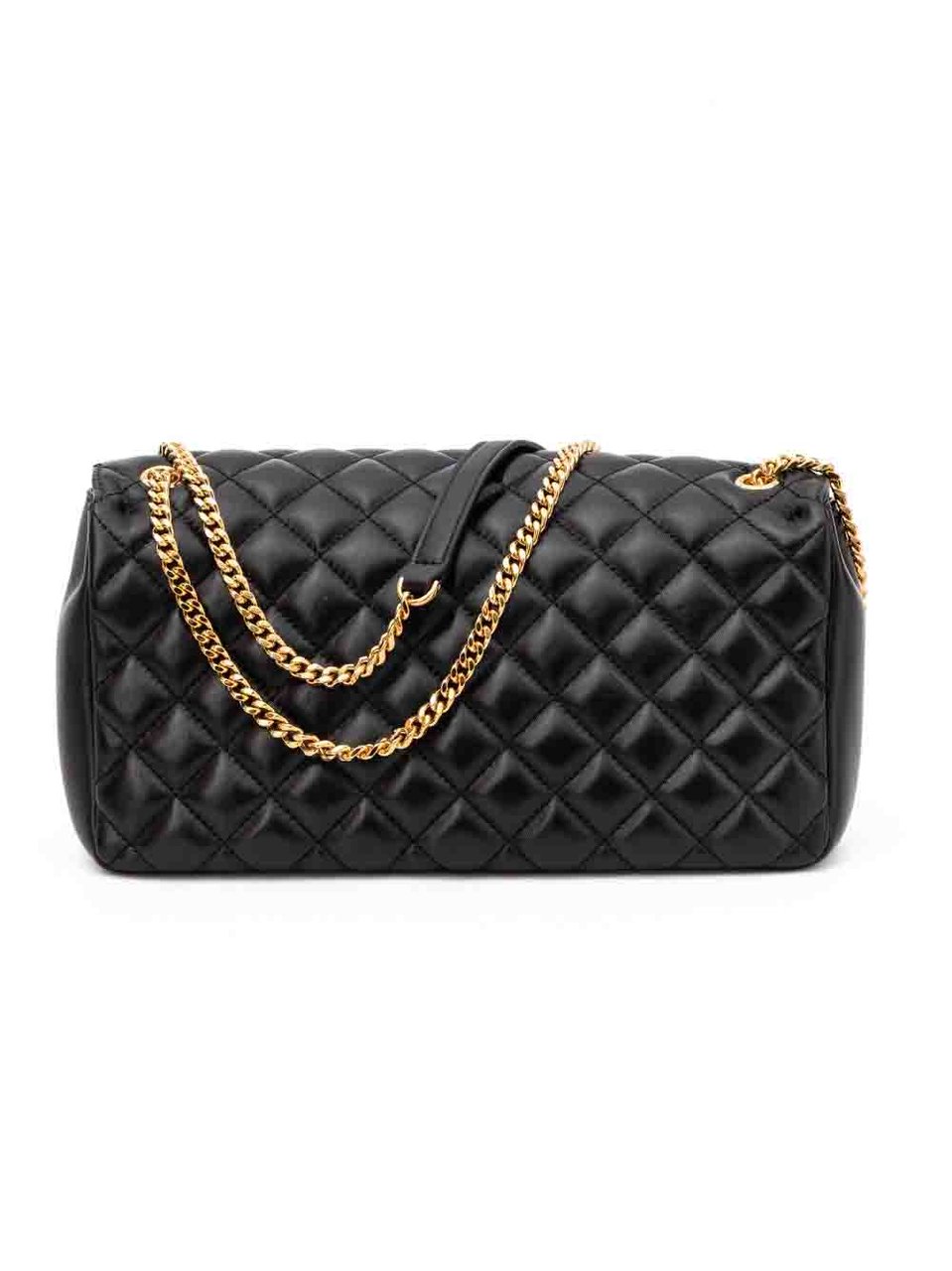 Versace Black Quilted Leather Shoulder Strap Bag Zwart