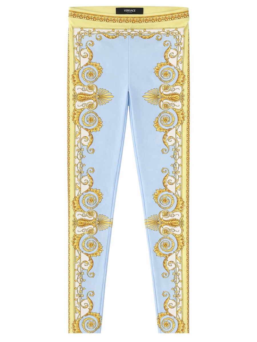 Versace Baroque Print Golden Scrolls Leggings Blauw
