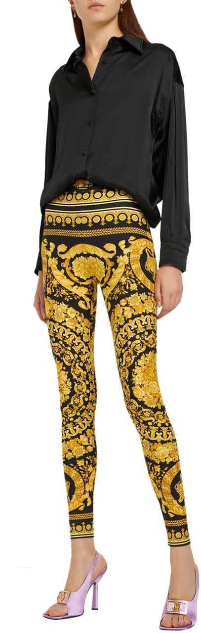 Versace Printed leggings with logo Goud