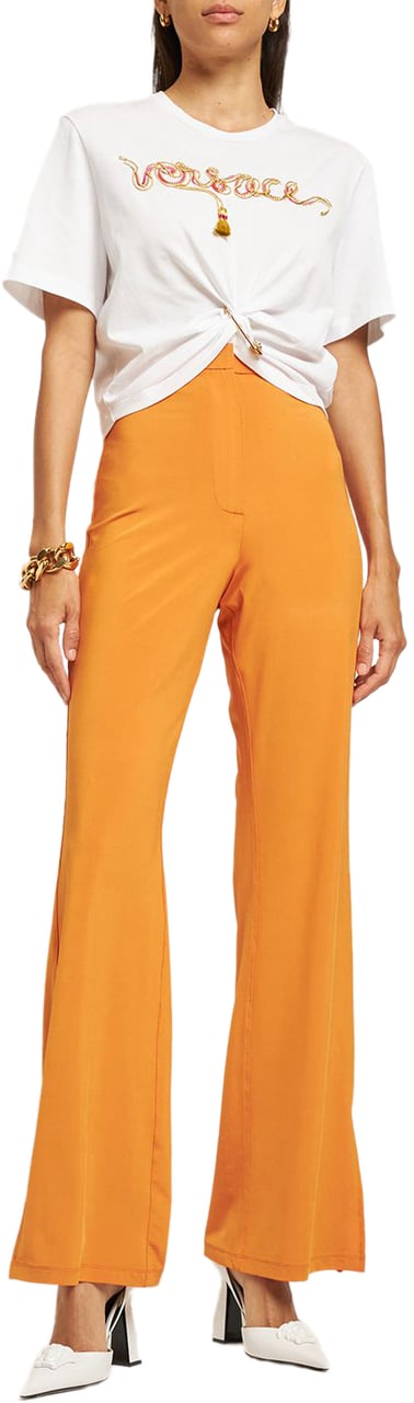 Versace Cropped T-shirt with logo Wit