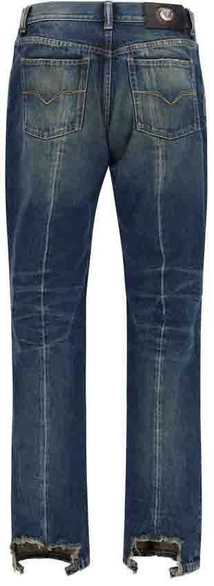 Versace Blue Cotton Straight-Leg Jeans Blauw