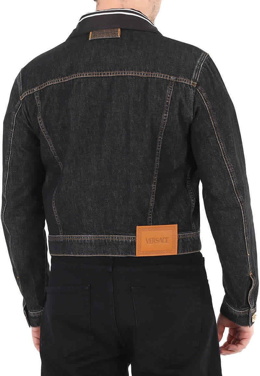 Versace Versace Medusa Motif Denim Jacket Zwart