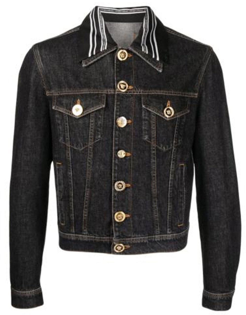 Versace Versace Medusa Motif Denim Jacket Zwart