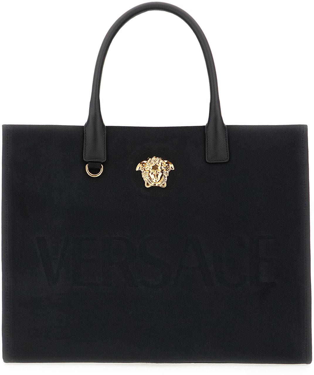Versace Versace Black canvas shopping bag Zwart
