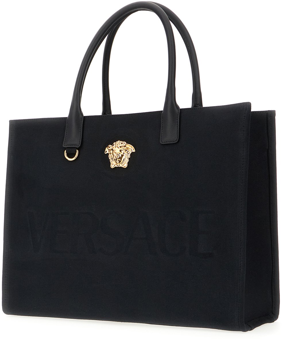 Versace Versace Black canvas shopping bag Zwart