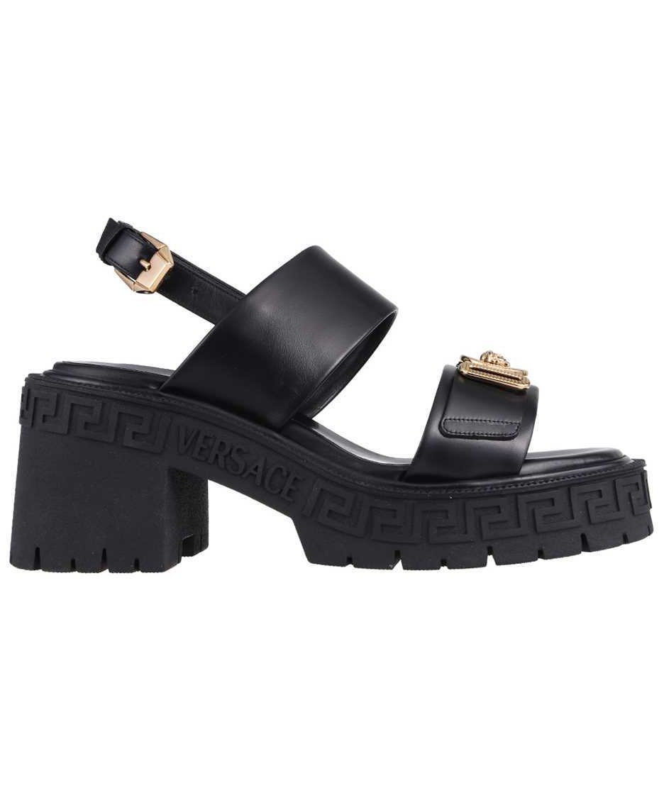 Versace Logo detail leather sandals Zwart