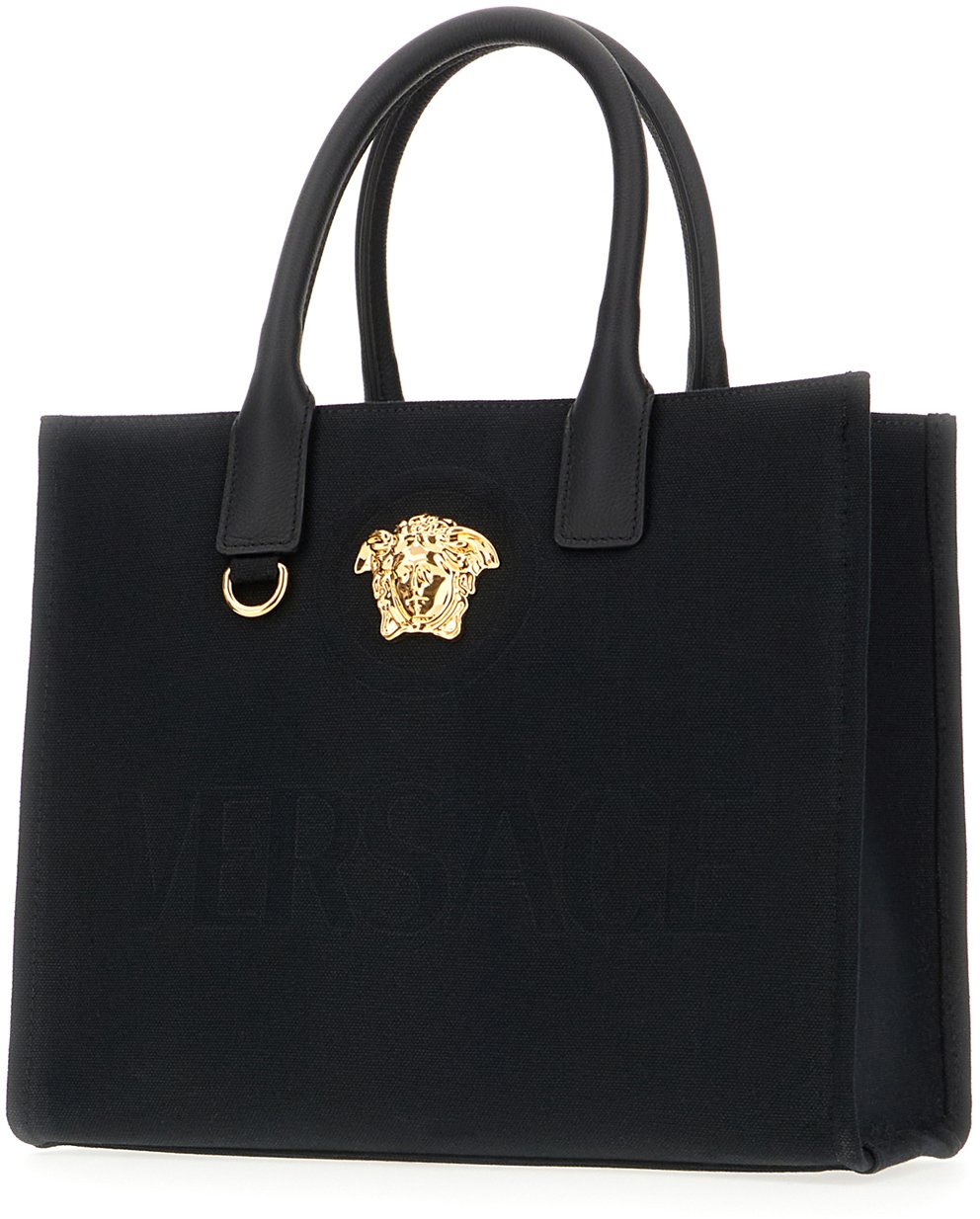 Versace Versace Black canvas shopping bag Zwart