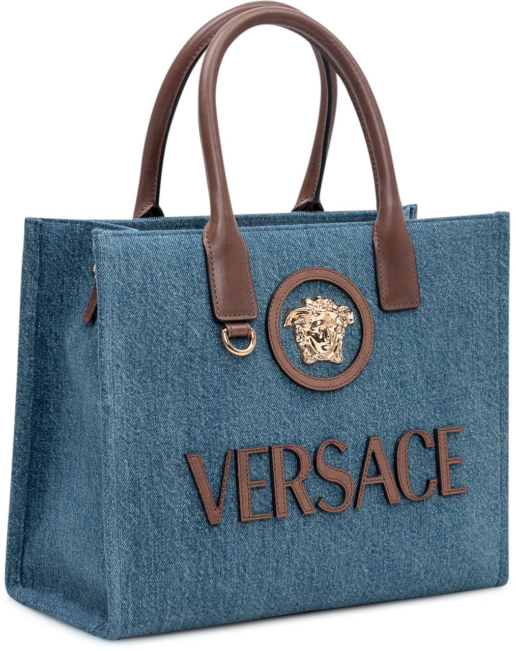 Versace Borsa Tote Piccola in Tessuto Blauw