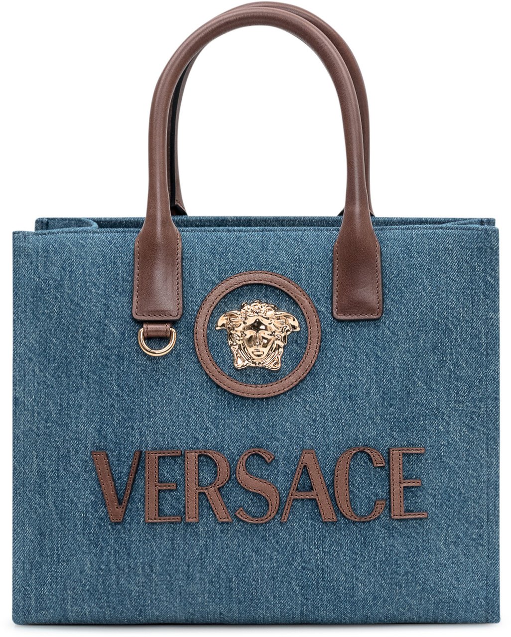 Versace Borsa Tote Piccola in Tessuto Blauw