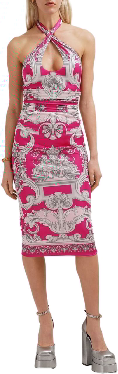 Versace Pink fitted midi dress Roze