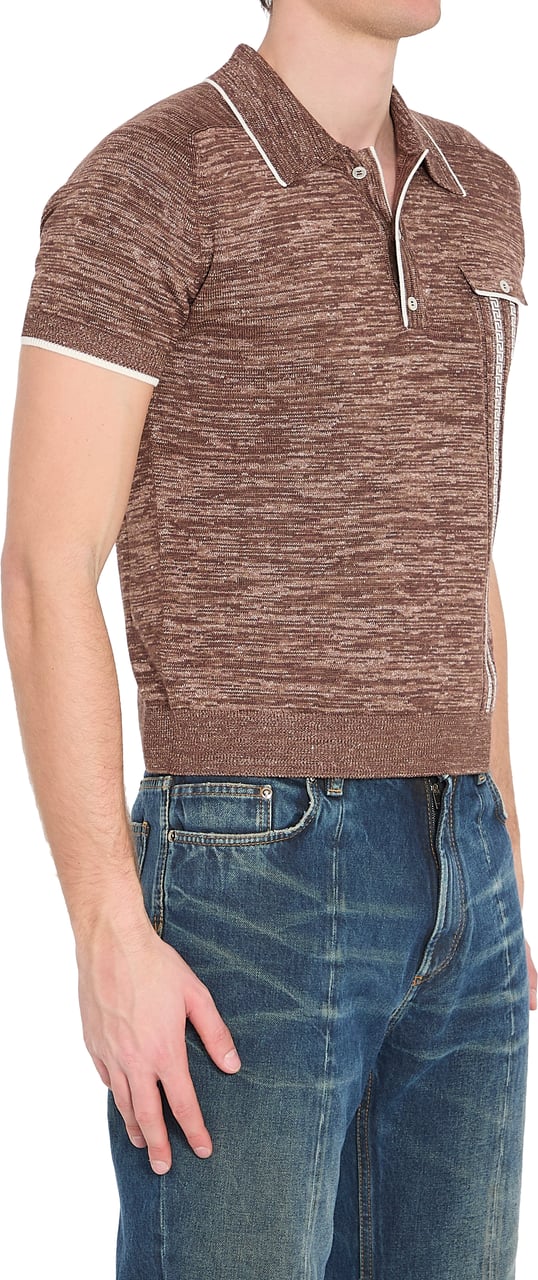 Versace Mouliné knit polo shirt Bruin