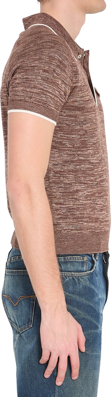 Versace Mouliné knit polo shirt Bruin