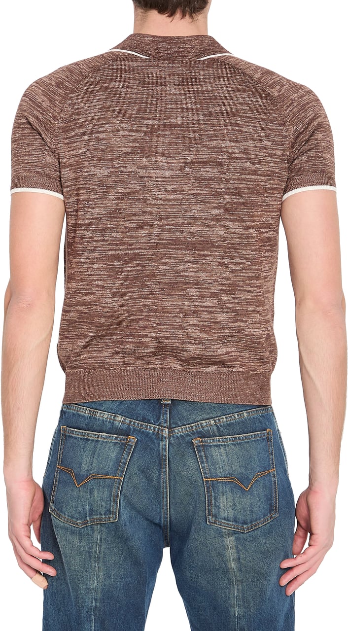 Versace Mouliné knit polo shirt Bruin
