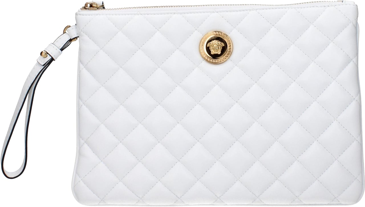 Versace White Leather Clutch Bag Wit