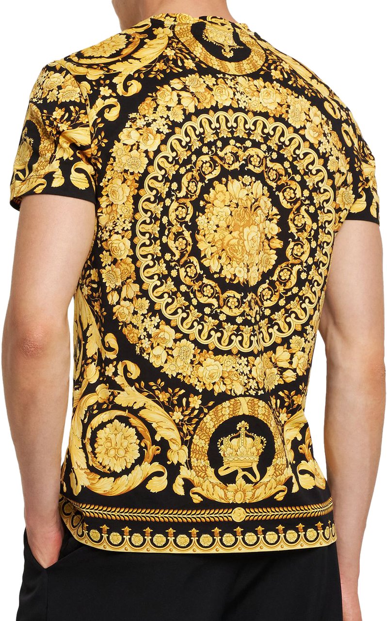 Versace T-shirt with unique gold design Zwart
