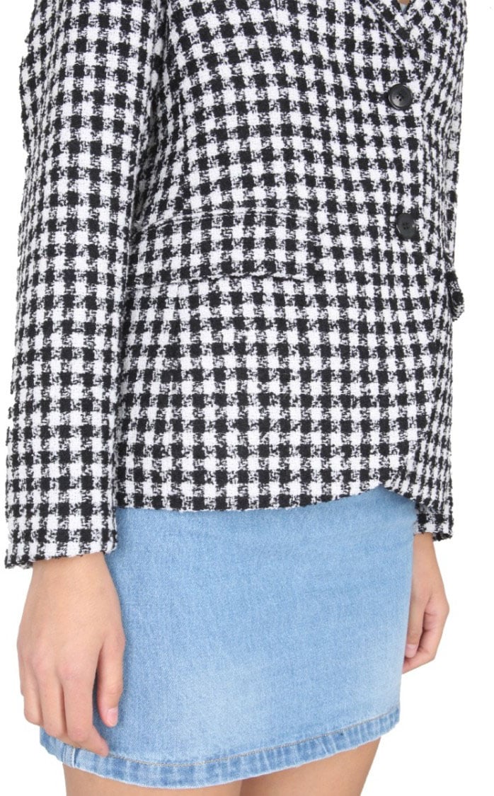 Versace Houndstooth Tweed Jacket With Notched Lapels Grijs