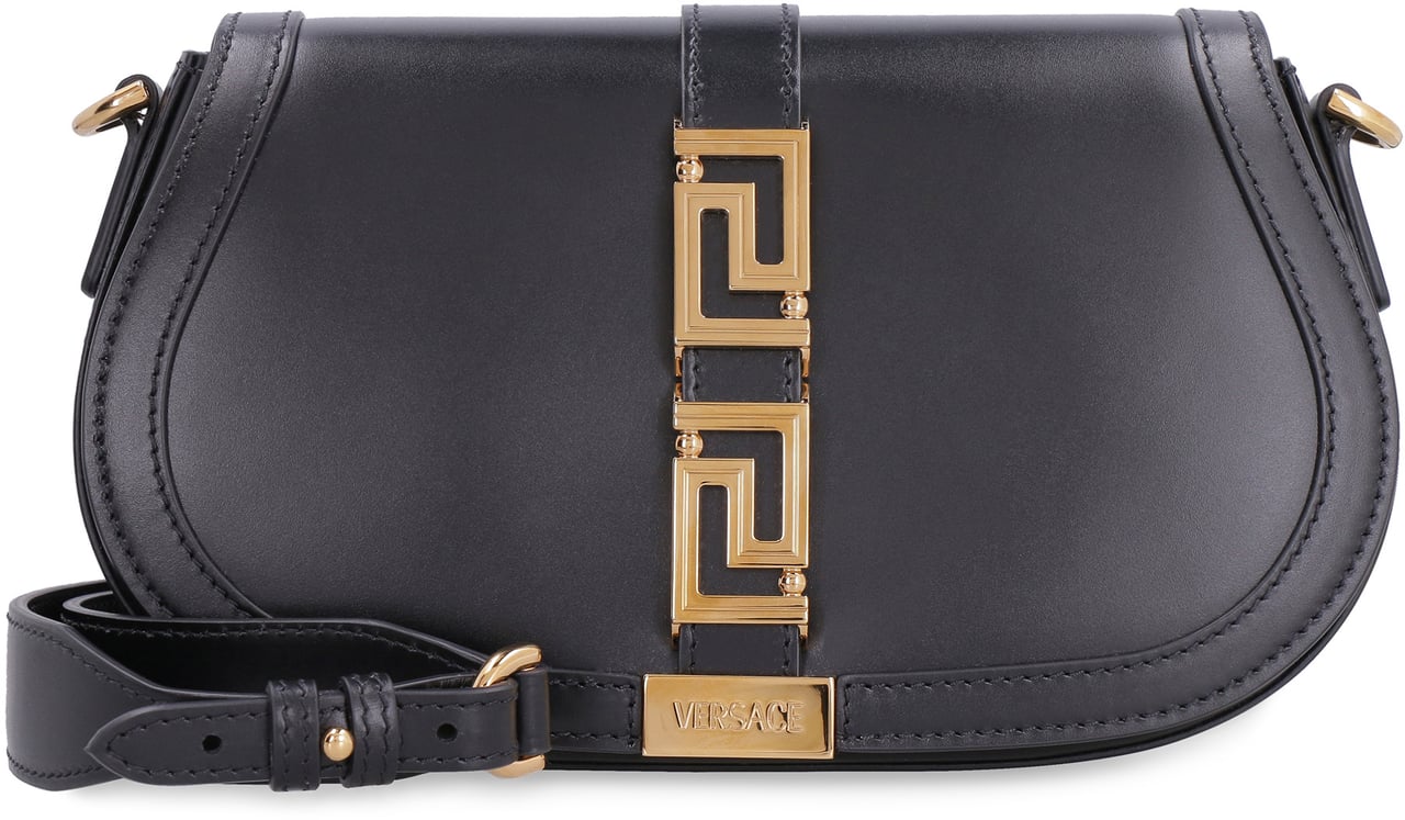 Versace Greca Goddess leather crossbody bag Zwart