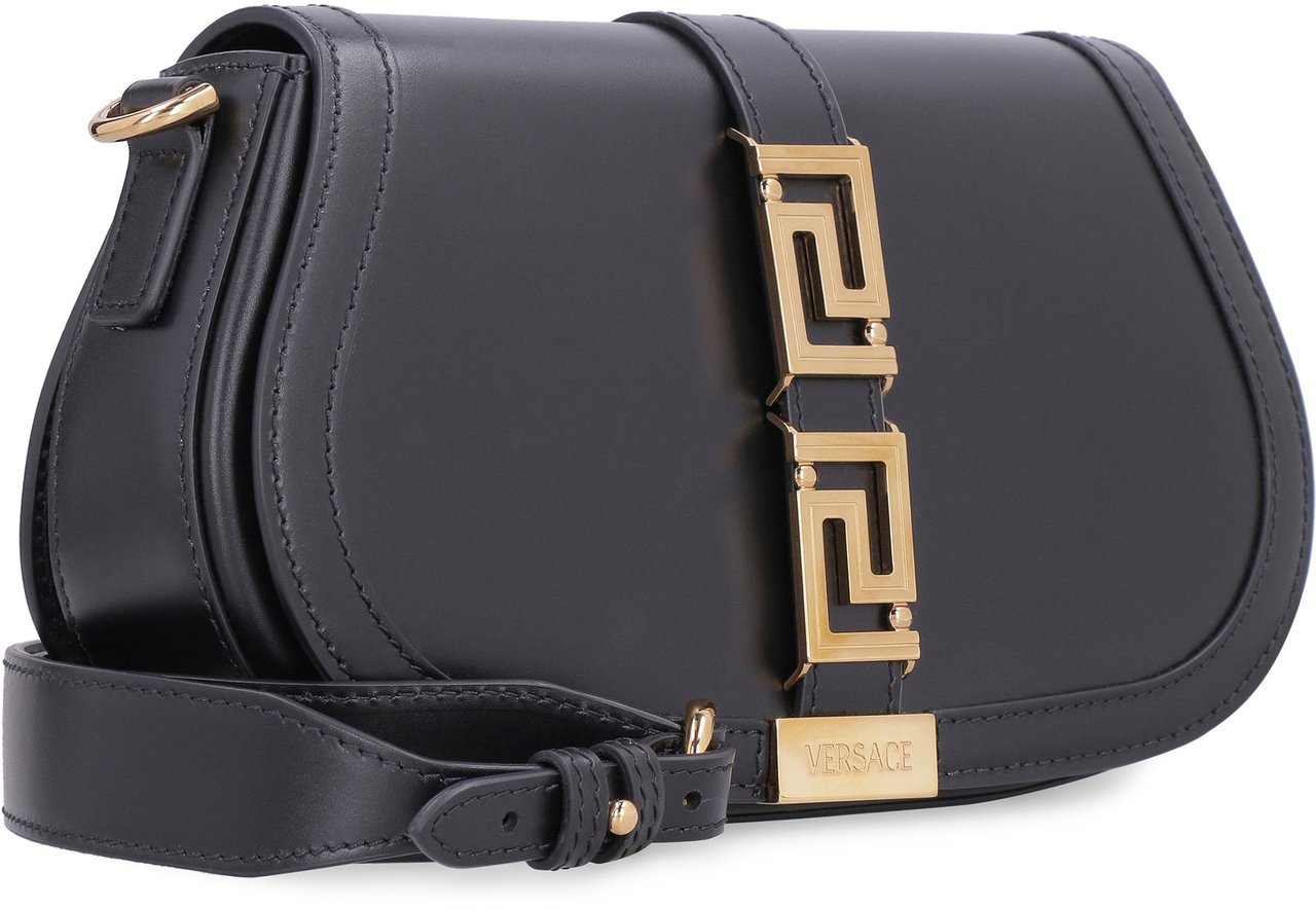 Versace Greca Goddess leather crossbody bag Zwart