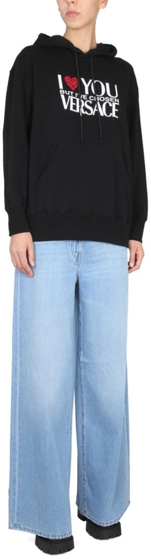 Versace Sweatshirt With I Love You Logo Zwart