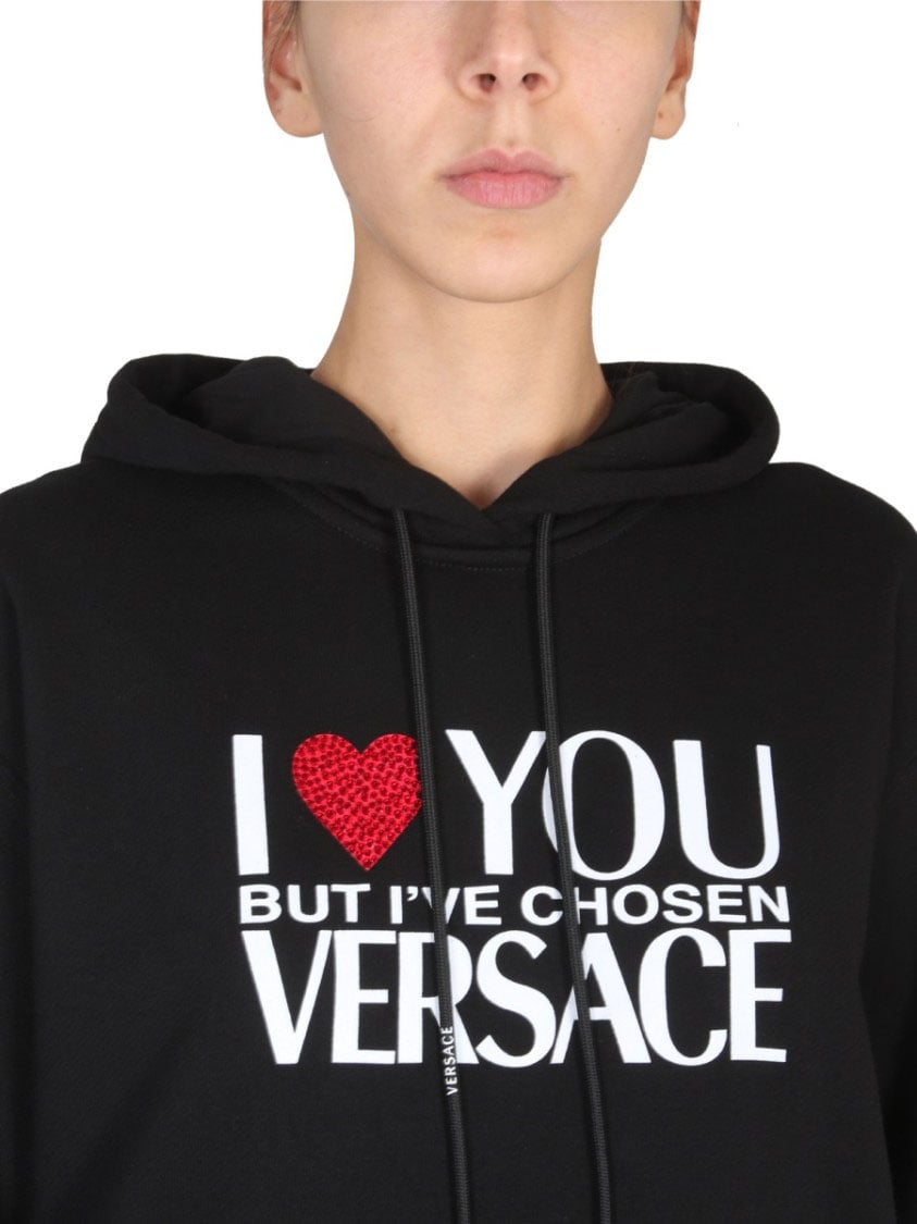 Versace Sweatshirt With I Love You Logo Zwart