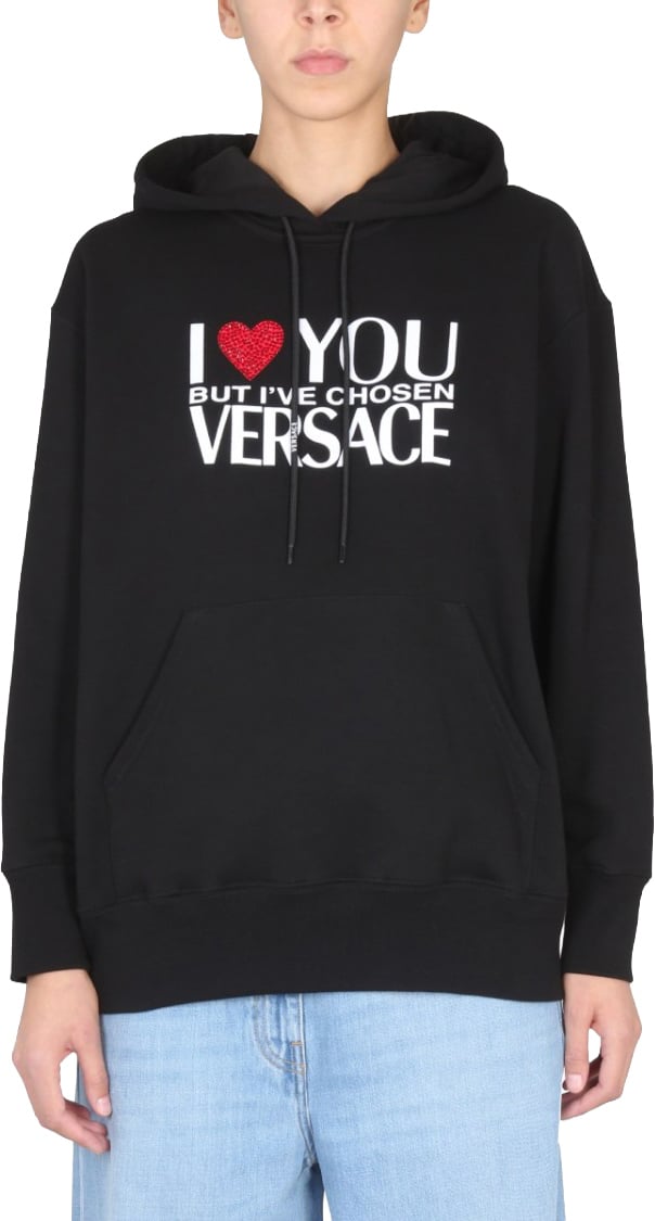 Versace Sweatshirt With I Love You Logo Zwart