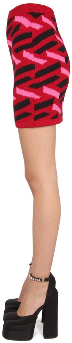 Versace Geometric Pattern Knit Skirt Rood