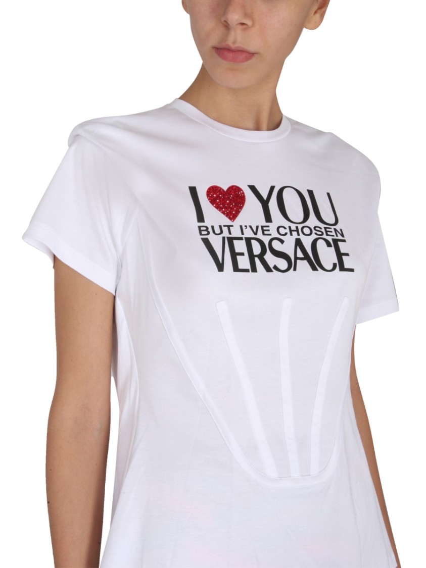 Versace White Short-Sleeved T-Shirt With Logo Print Wit