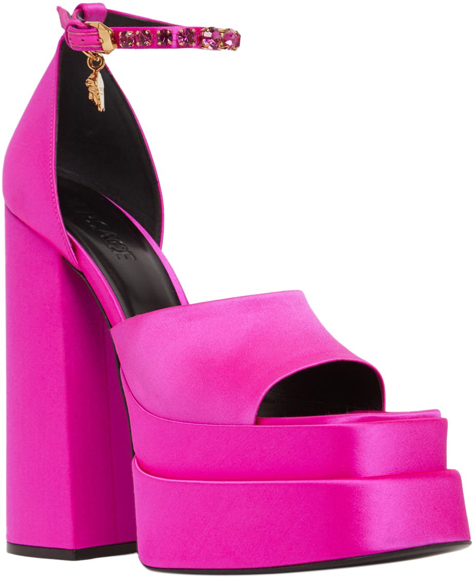 Versace Fuchsia sandals with high heel and plateau Roze