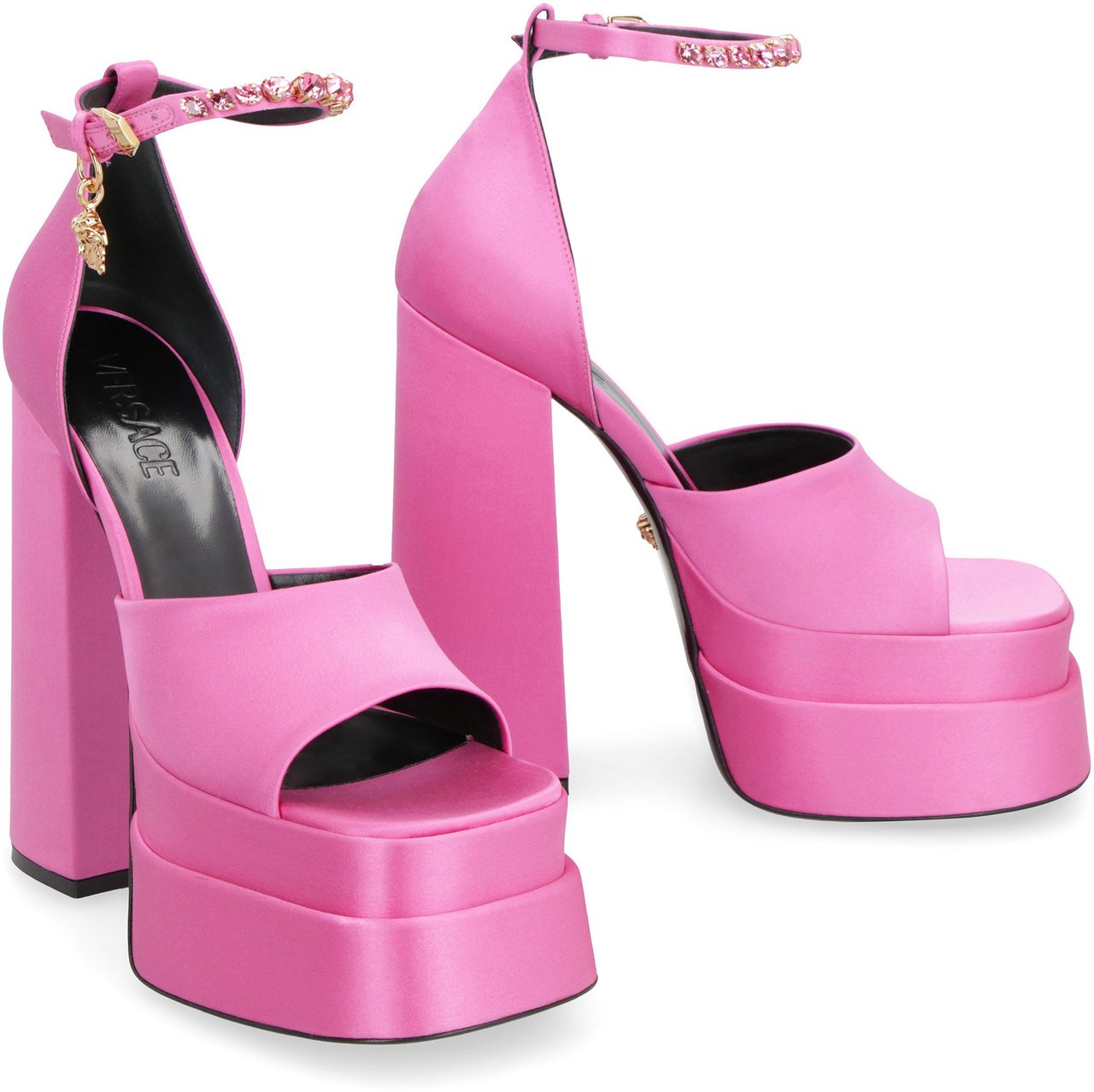 Versace Medusa Aevitas satin sandals Roze