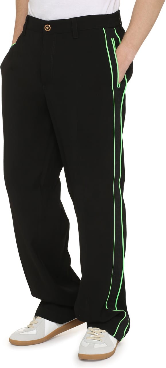 Versace Logoed side stripes track-pants Zwart