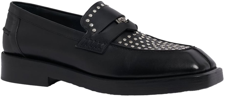Versace Casual elegant loafers in black leather Zwart