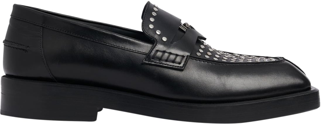 Versace Casual elegant loafers in black leather Zwart