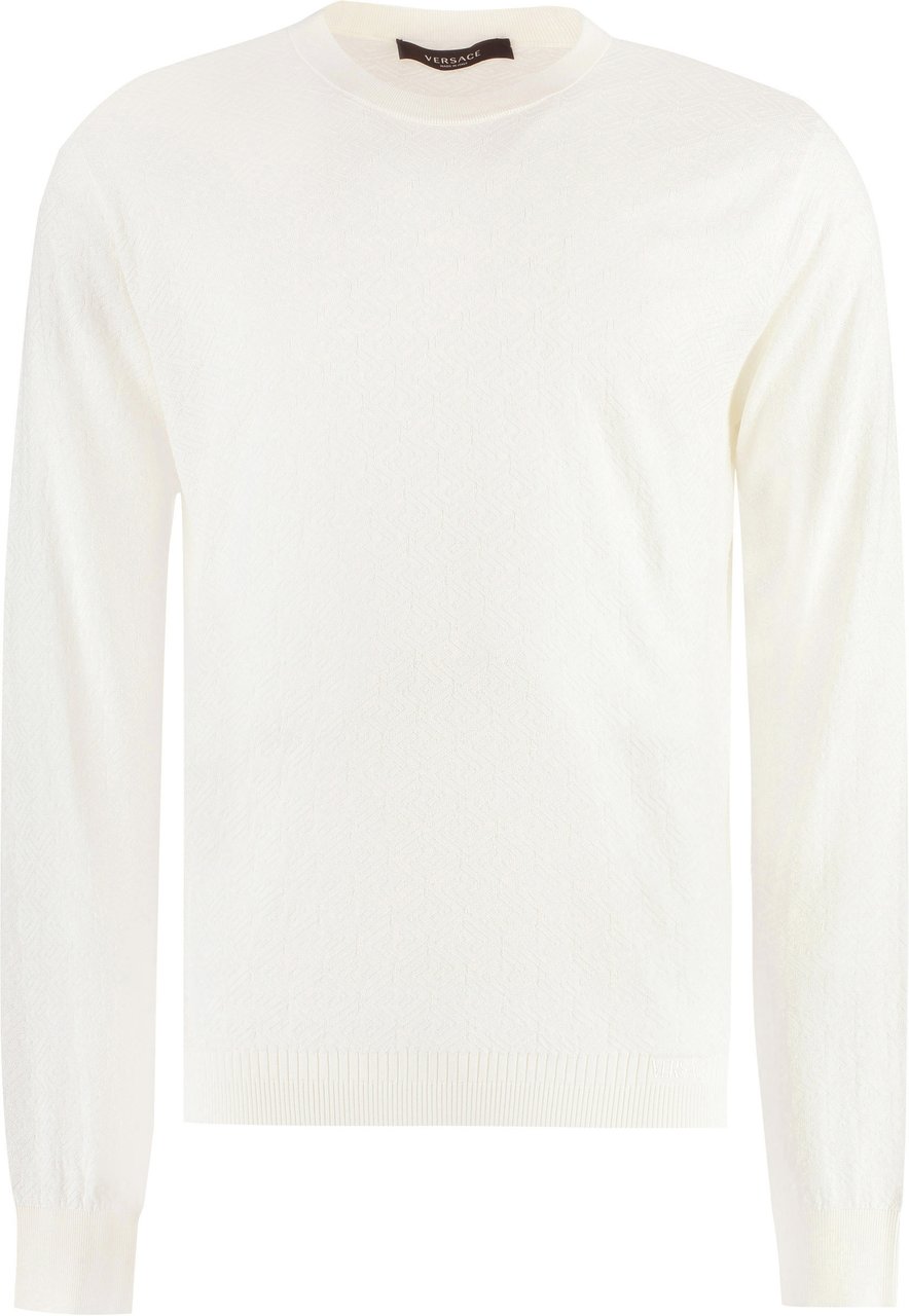 Versace Long sleeve cotton blend t-shirt Neutraal